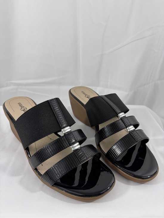 East 5th Shoes - NWT East 5th Women's Size 7.5W Black Wedge Slide Sandals